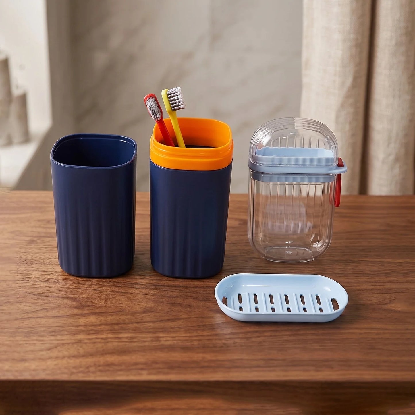Bathroom Accessories Combo Set Tumbler Toothbrush Holder And Soap Dish (1 Set)