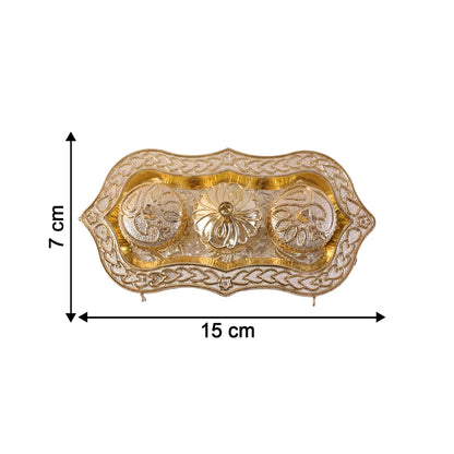 Triveni Kankavati Kumkum Holder With 3 Compartments For Puja And Tilak (1 Pc)