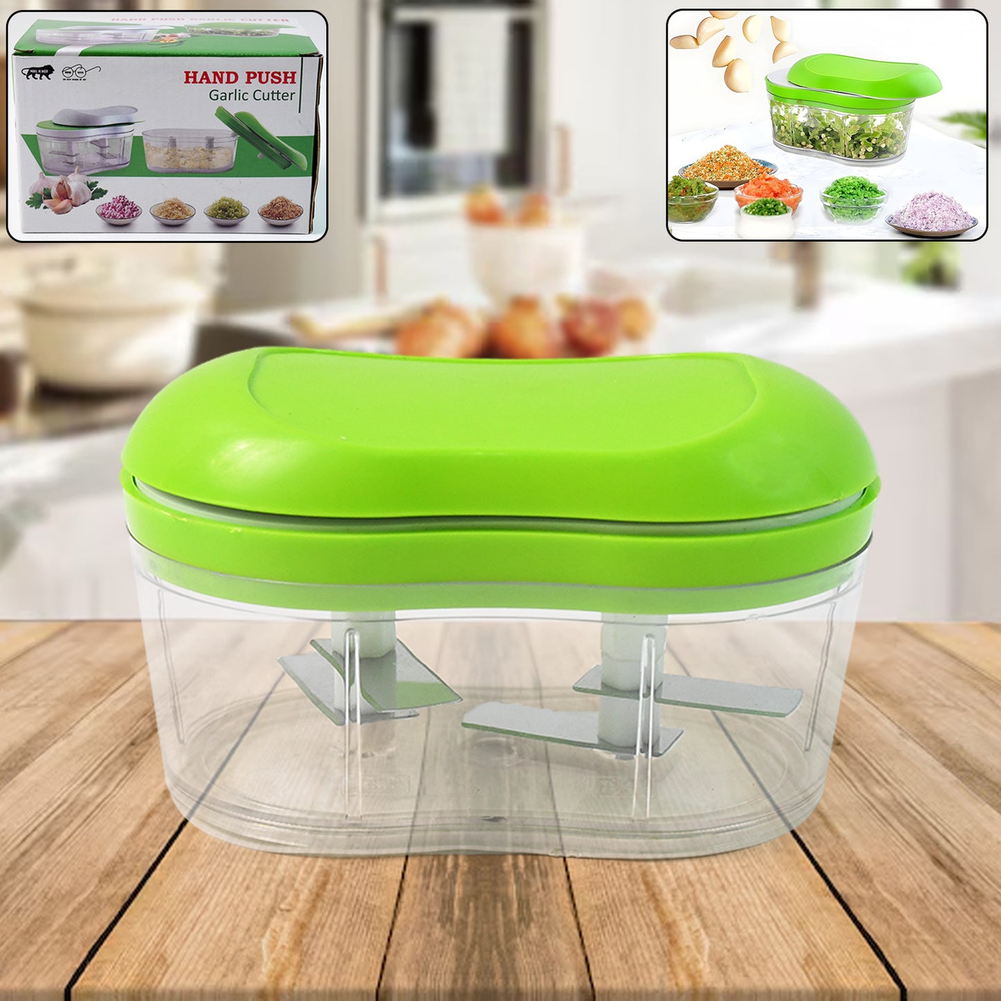 Manual Hand Push Garlic Cutter  Vegetable Chopper (1 Pc)