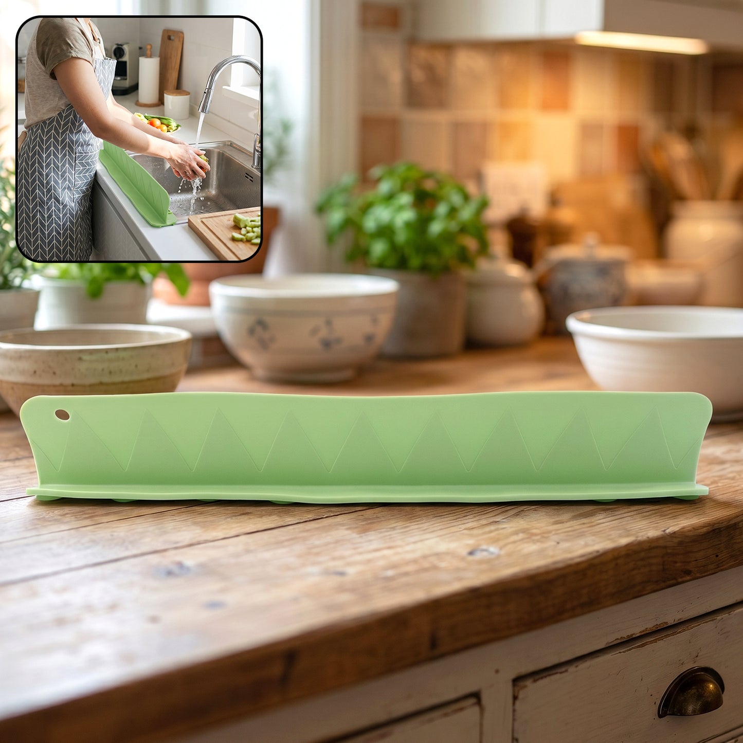 Flexible Silicone Kitchen Sink Splash Guard (48 Cm  1 Pc)