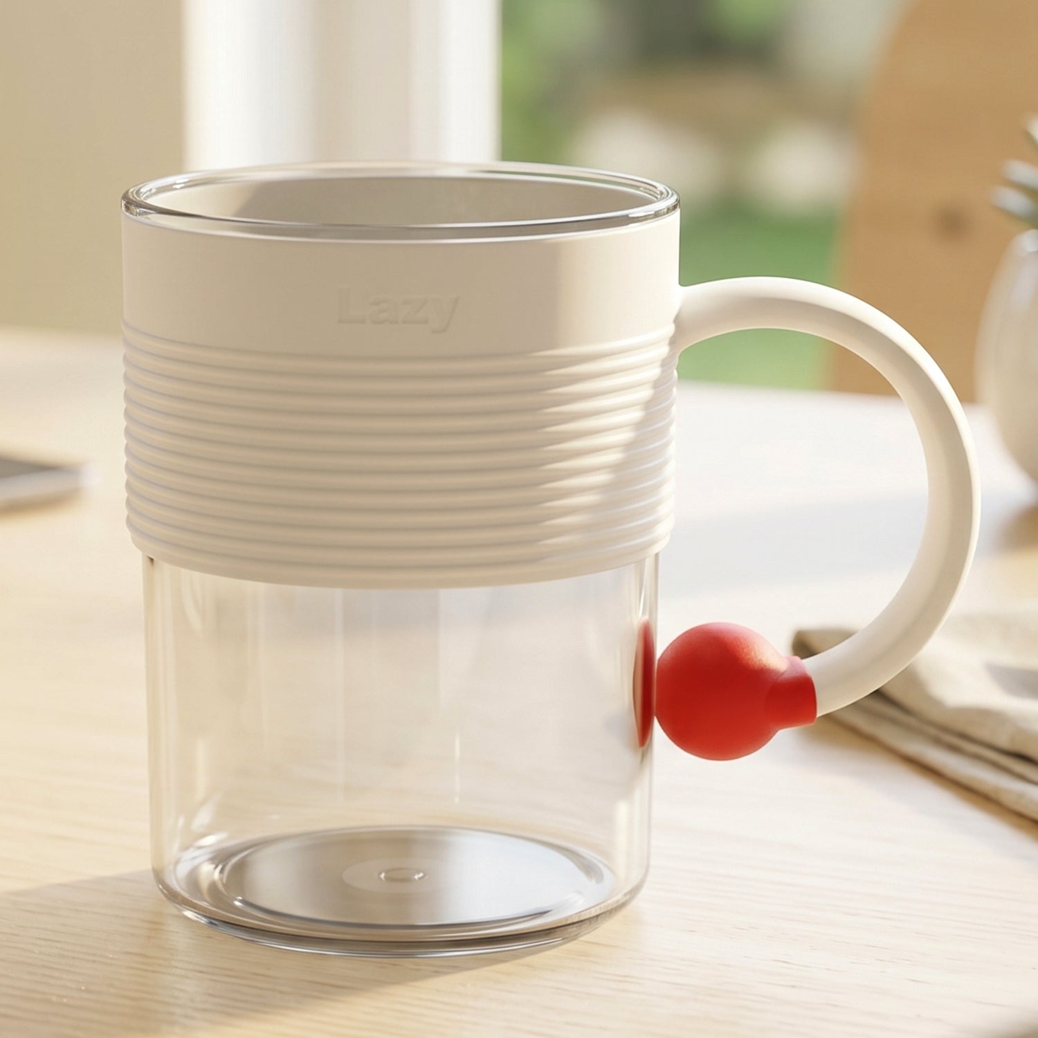 Transparent Plastic Tea And Coffee Mug With Ring Handle For Home Office (1 Pc)