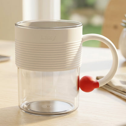 Transparent Plastic Tea And Coffee Mug With Ring Handle For Home Office (1 Pc)