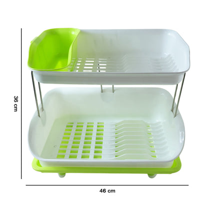 Prexo 2 Layer Kitchen Dish Drying Rack With Drain Tray (1 Set)