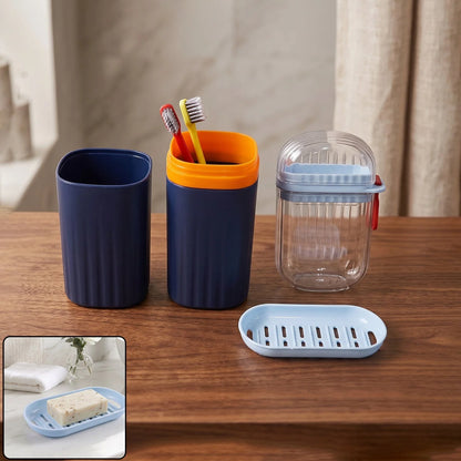 Bathroom Accessories Combo Set Tumbler Toothbrush Holder And Soap Dish (1 Set)