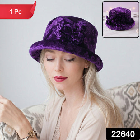 Premium Velvet Designer Bucket Hat For Women (1 Pc)
