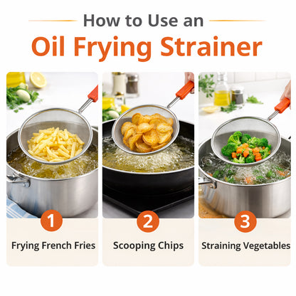B-grade Big Size Fine Mesh Kitchen Strainer With Strong Handle Grip (1 Pc)