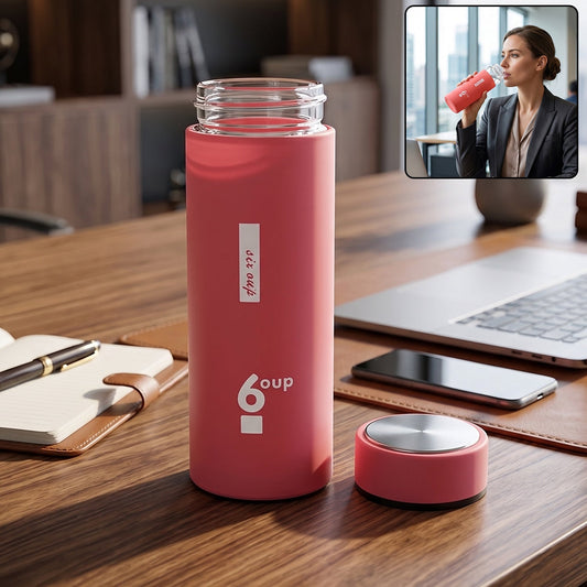 Premium Glass Water Bottle With Silicone Sleeve And Leak Proof Cap 400ml (1 Pc)