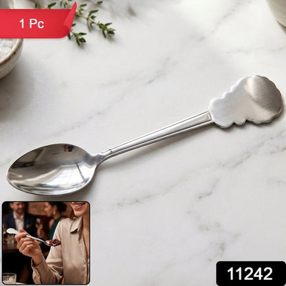 Stainless Steel Carved Handle Dinner Spoon For Dining And Kitchen Use (1 Pc)