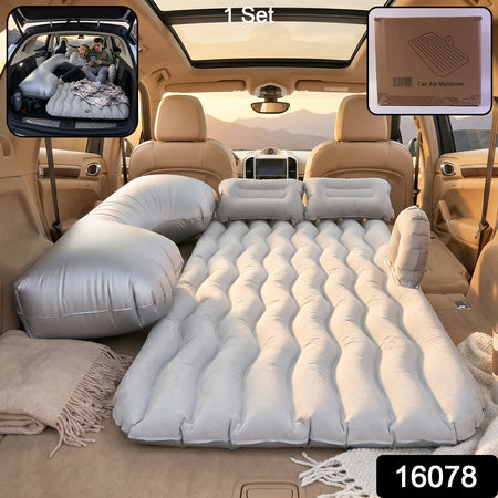 Portable Car Air Mattress Bed Set With Pump  Pillows Inflatable (Grey)