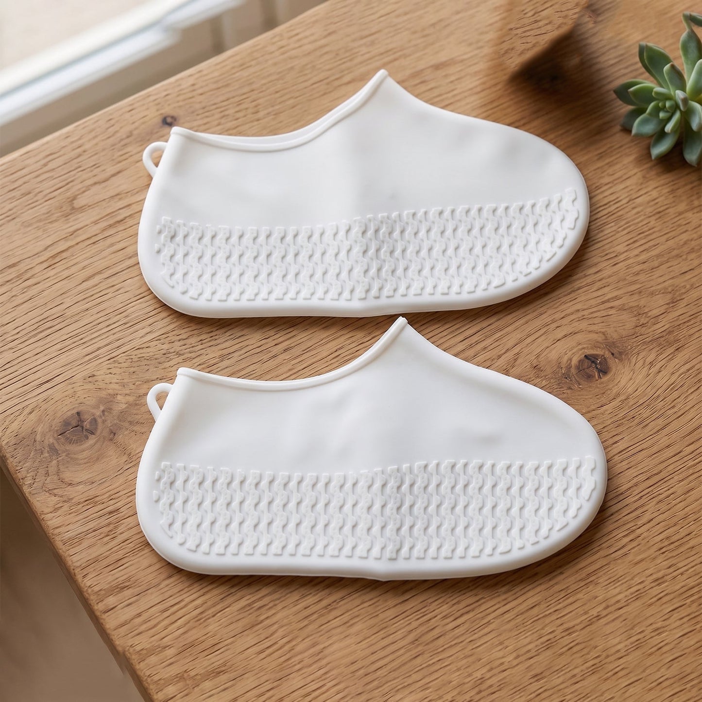 Reusable Waterproof Silicone Rain Shoe Cover White Small Non Slip (1 Pair)