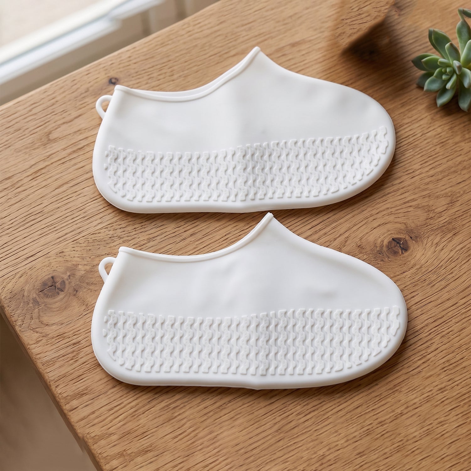 Reusable Waterproof Silicone Rain Shoe Cover White Small Non Slip (1 Pair)