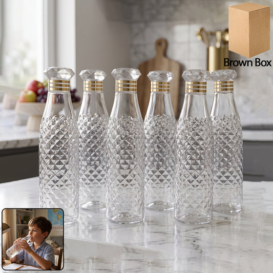 Premium Designer Transparent Water Bottle Set (6 Pc Set 1000 Ml Approx)