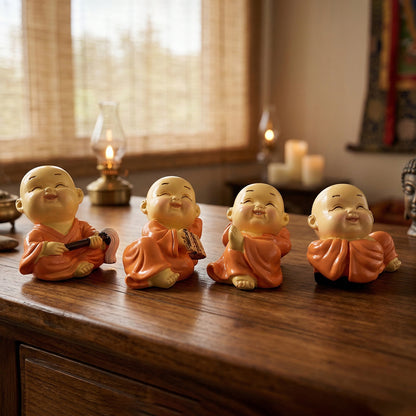 Adorable Mini Monk Buddha Idol Set (8 Pc)