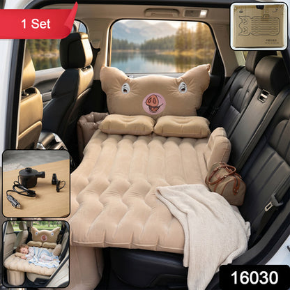 Car Air Mattress Bed Set  Cartoon Pig Design Inflatable Travel Bed With Pillows