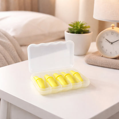 Soft Reusable Foam Ear Plugs With Storage Case (5 Pair)