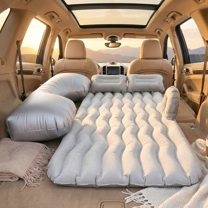 Portable Car Air Mattress Bed Set With Pump  Pillows Inflatable (Grey)