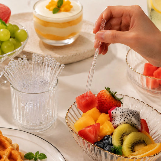 Mini Disposable Plastic Fruit Fork For Parties Snacks And Desserts (1 Pack)