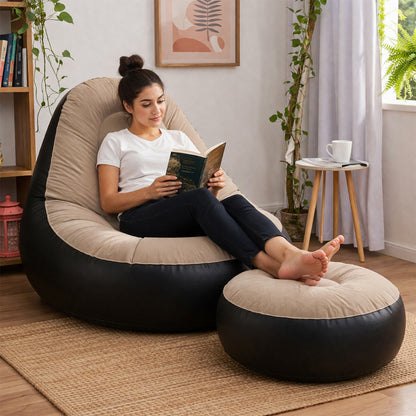 Inflatable Air Sofa Chair Set (1 Set 100x100x73 + 55x55x30 Cm)