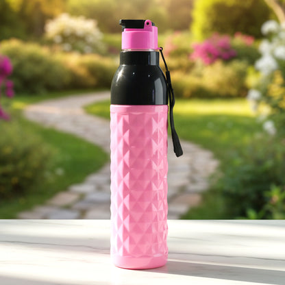 Plastic 1000 Ml Approxdiamond Pattern Leakproof Water Bottle (1 Pc)