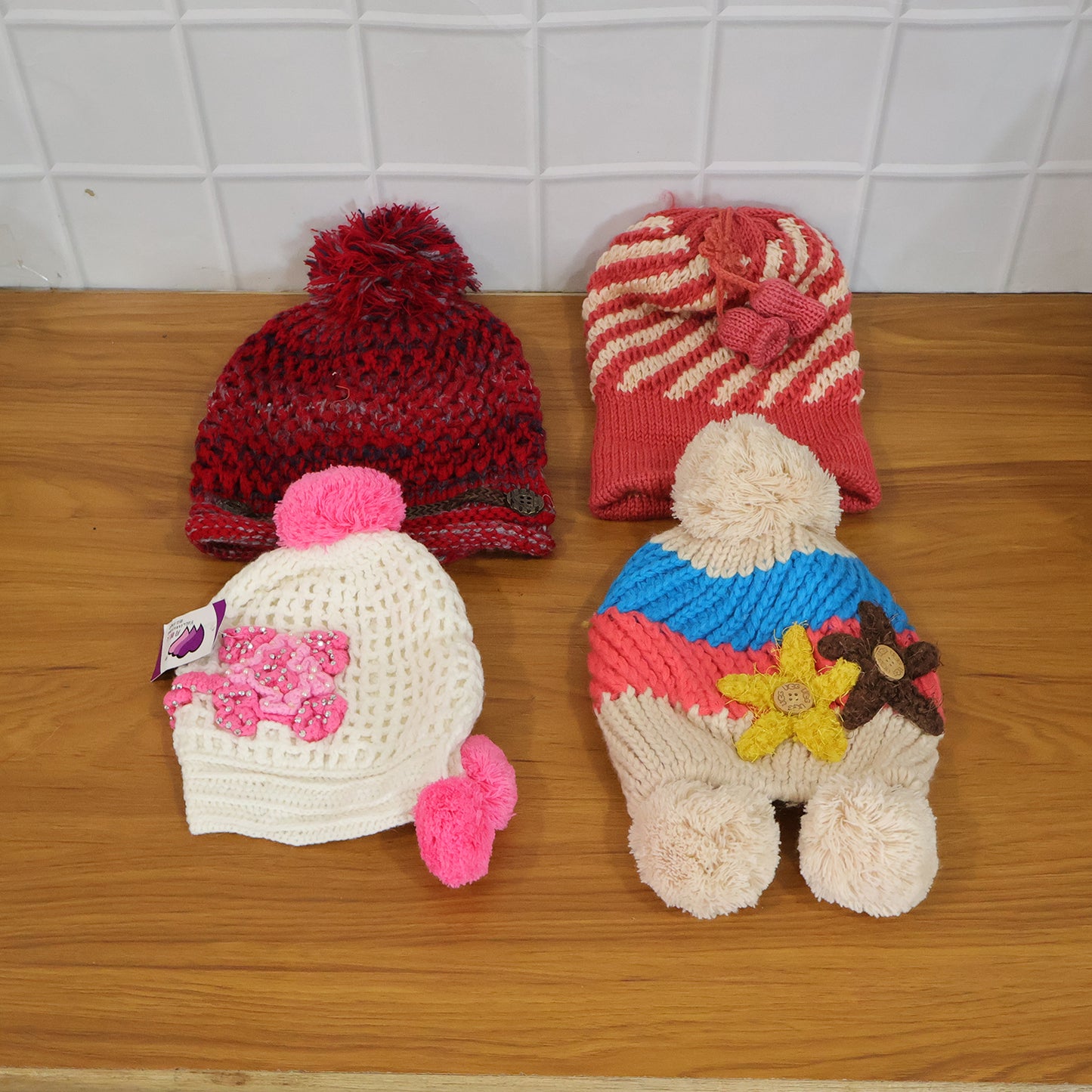 Cute Winter Woolen Knitted Caps For Men  Women (1 Pc Mix Design)