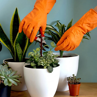 Large Orange Cleaning Rubber Gloves Reusable Kitchen Dishwashing (1 Pair)