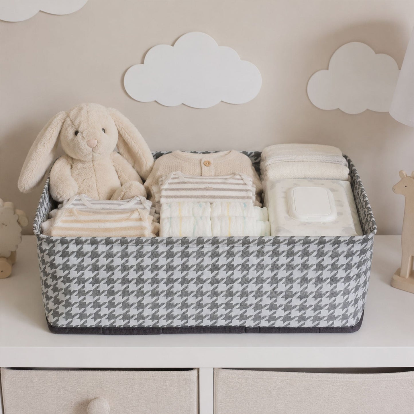 Foldable Cloth Organizer Basket Fabric Storage Box For Clothes Toys (1 Pc)