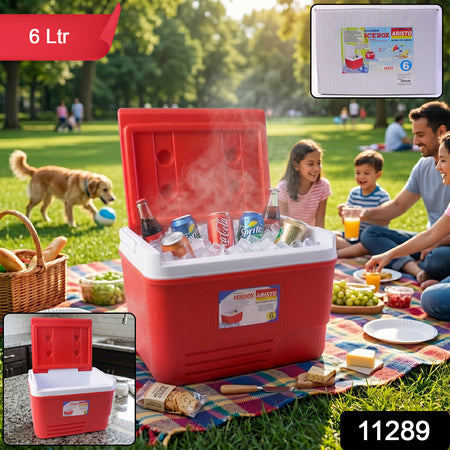 Heavy Duty Insulated Ice Box (1 Pc Red  6ltr)