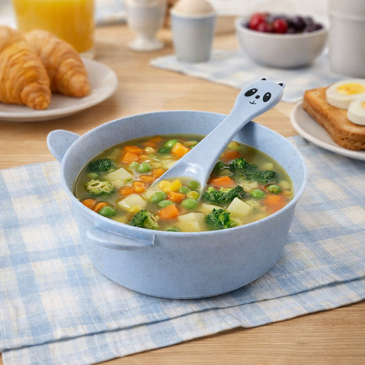 Wheat Straw Kids Soup Bowl With Matching Spoon (240ml 1 Set )