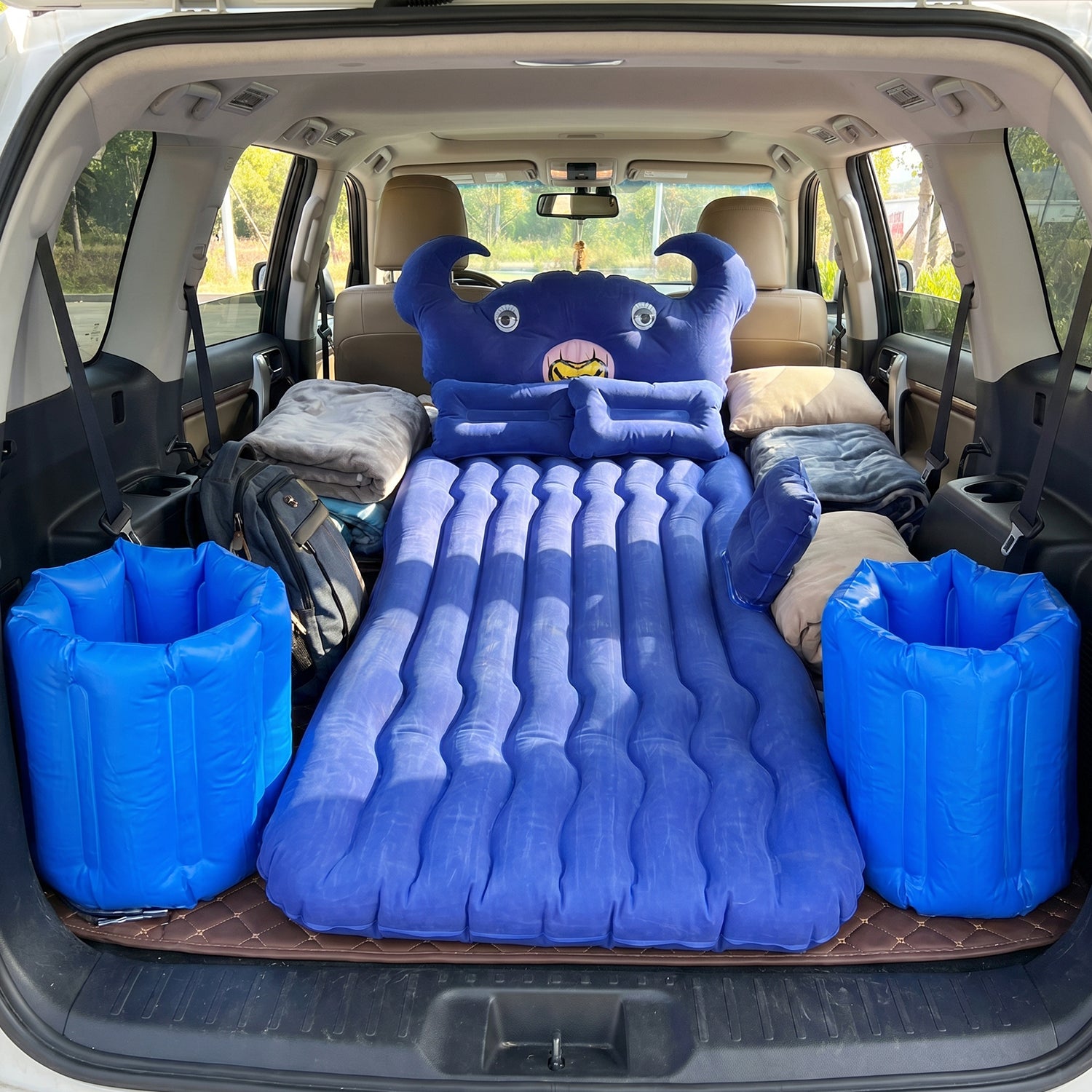 Car Air Mattress Bed Set With Inflatable Cushions And Pump  1 Set
