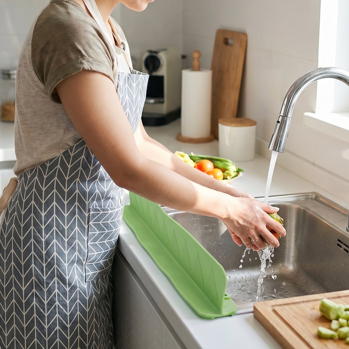 Flexible Silicone Kitchen Sink Splash Guard (48 Cm  1 Pc)