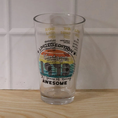 Printed Vintage Trivia Drinking Glass Tumbler For Beverages And Gifting (1 Pc)