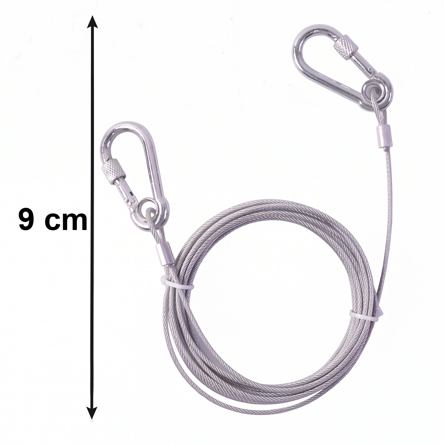 Heavy Duty Steel Wire Rope  5 Meter Clothesline With Carabiner Hooks