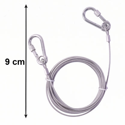 Heavy Duty Steel Wire Rope  5 Meter Clothesline With Carabiner Hooks