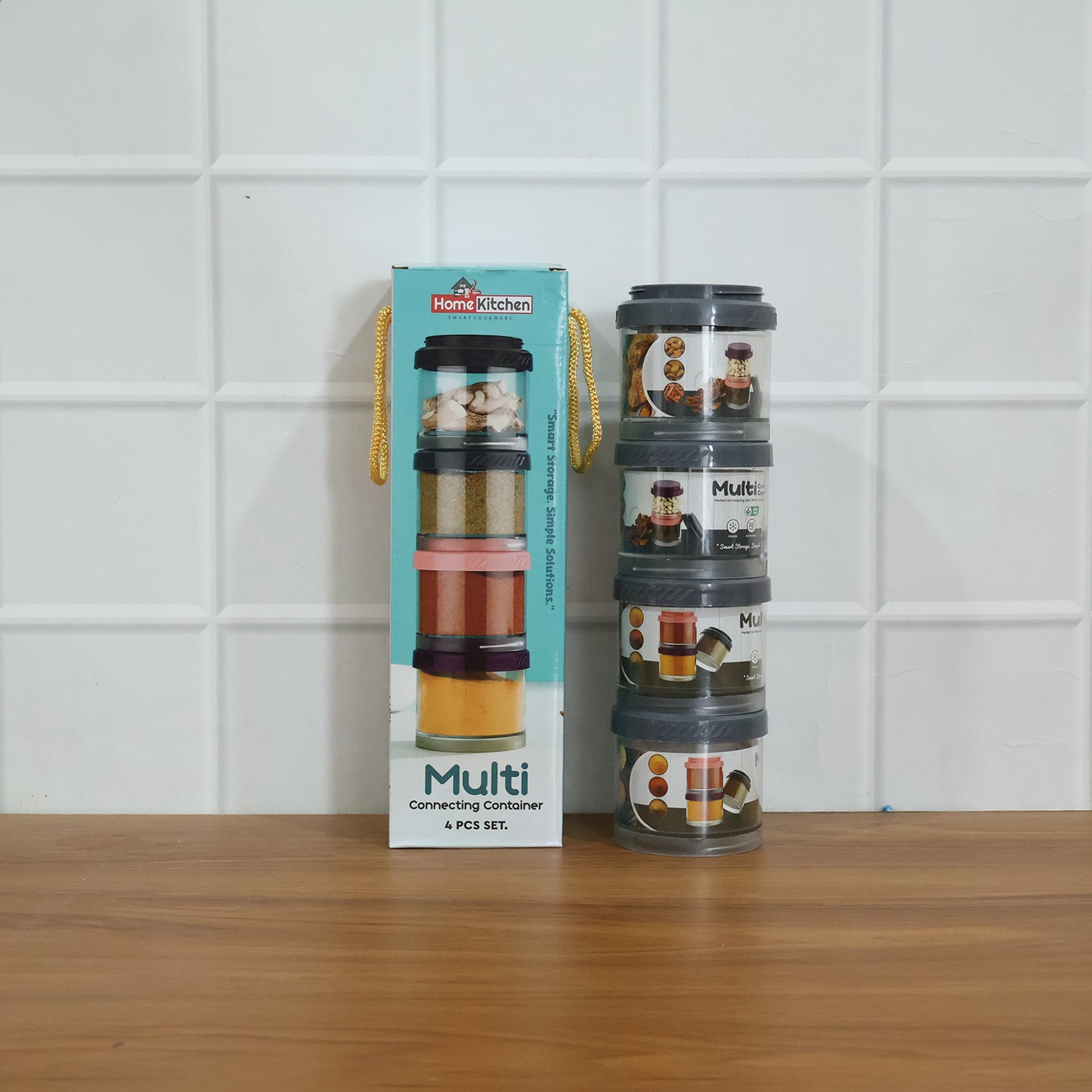 Multipurpose Multi Connecting Stackable Storage Container Set (4 Pc)