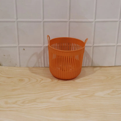 Plastic Round Storage Basket With Dual Handles For Home And Office Use (1 Pc)