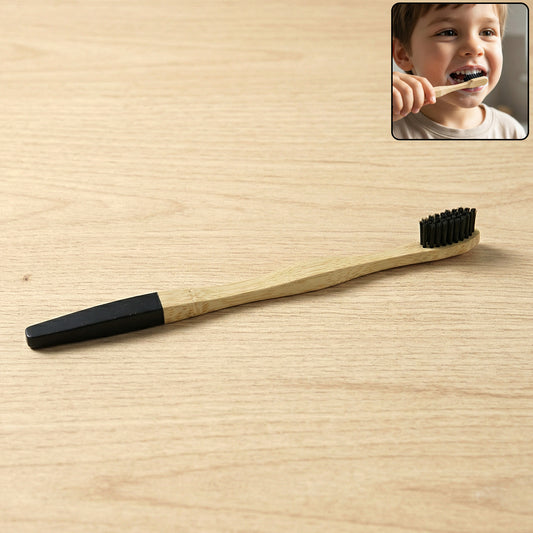 Natural Bamboo Toothbrush With Soft Charcoal Bristles (1 Pc)