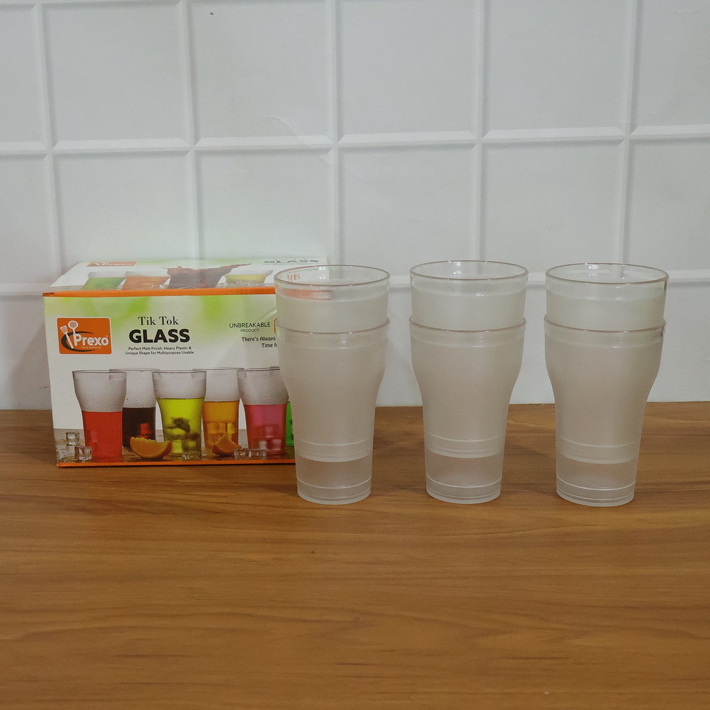 Prexo Unbreakable Plastic Drinking Water Glass (6 Pc Set 300 Ml Approx)