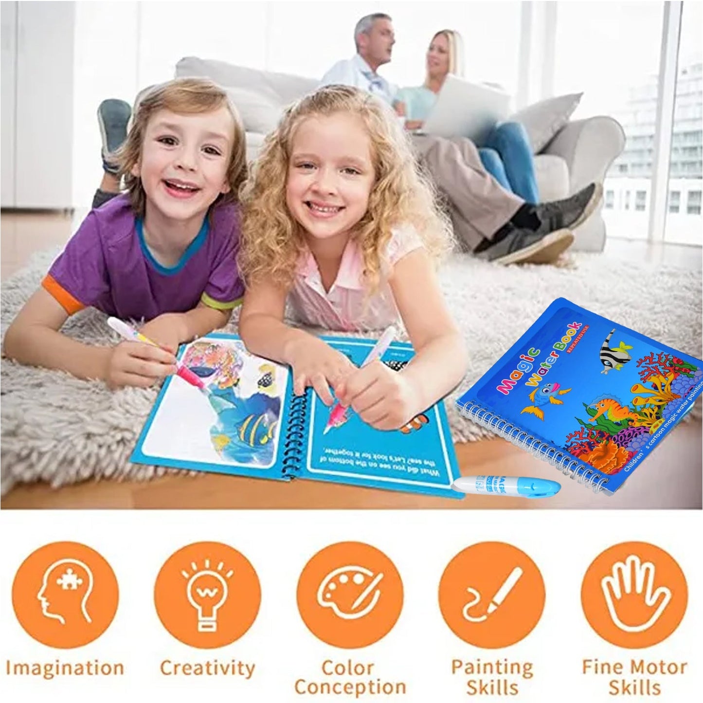 Magic Water Coloring Book  Reusable Mess-free Fun For Kids  Inventive Play