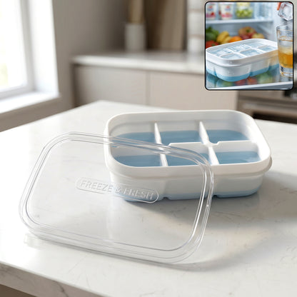 Mini Plastic 6 Cavity Ice Tray - Freeze  Fresh Compact Ice Cube Tray