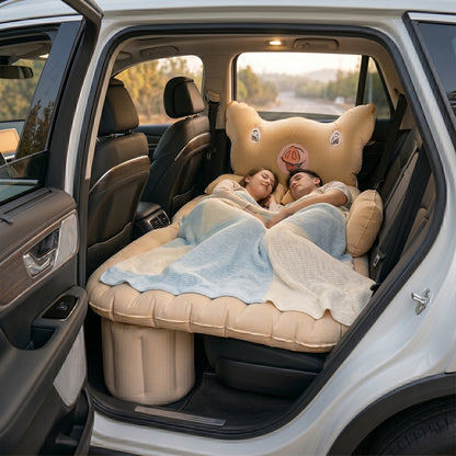 Car Air Mattress Bed Set  Cartoon Pig Design Inflatable Travel Bed With Pillows