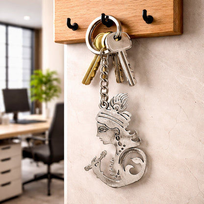 Premium Metal Krishna Face Keychain 1 Pc