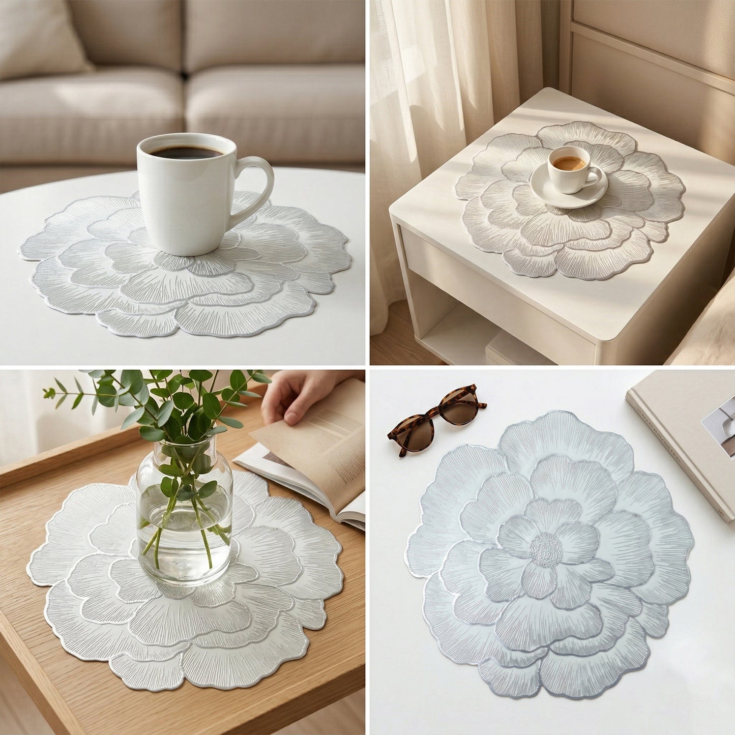 Round Floral Design Pvc Table Mat 1 Pc 36x36 Cm