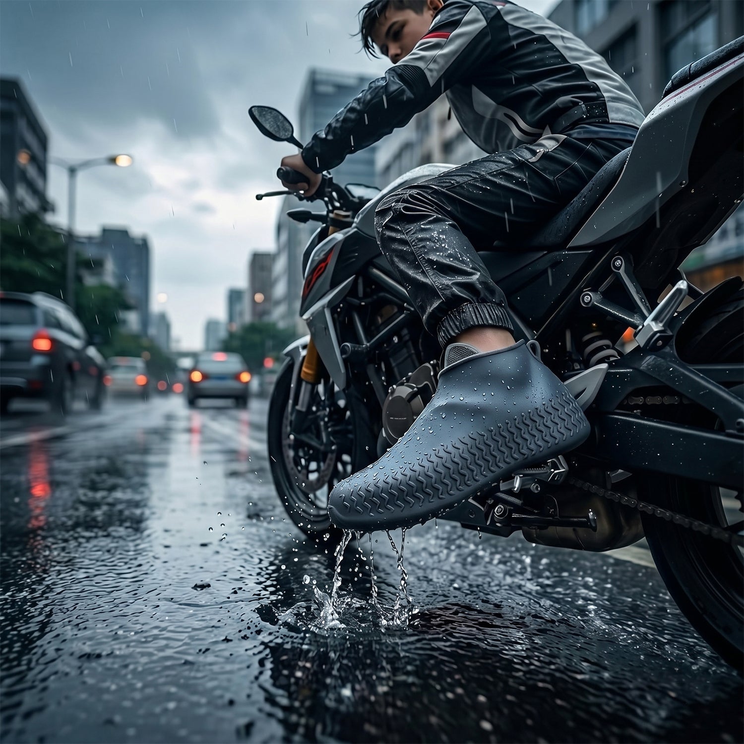 Reusable Waterproof Silicone Rain Shoe Cover Black Small Non Slip (1 Pair)