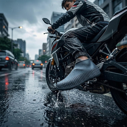 Reusable Waterproof Silicone Rain Shoe Cover Black Small Non Slip (1 Pair)