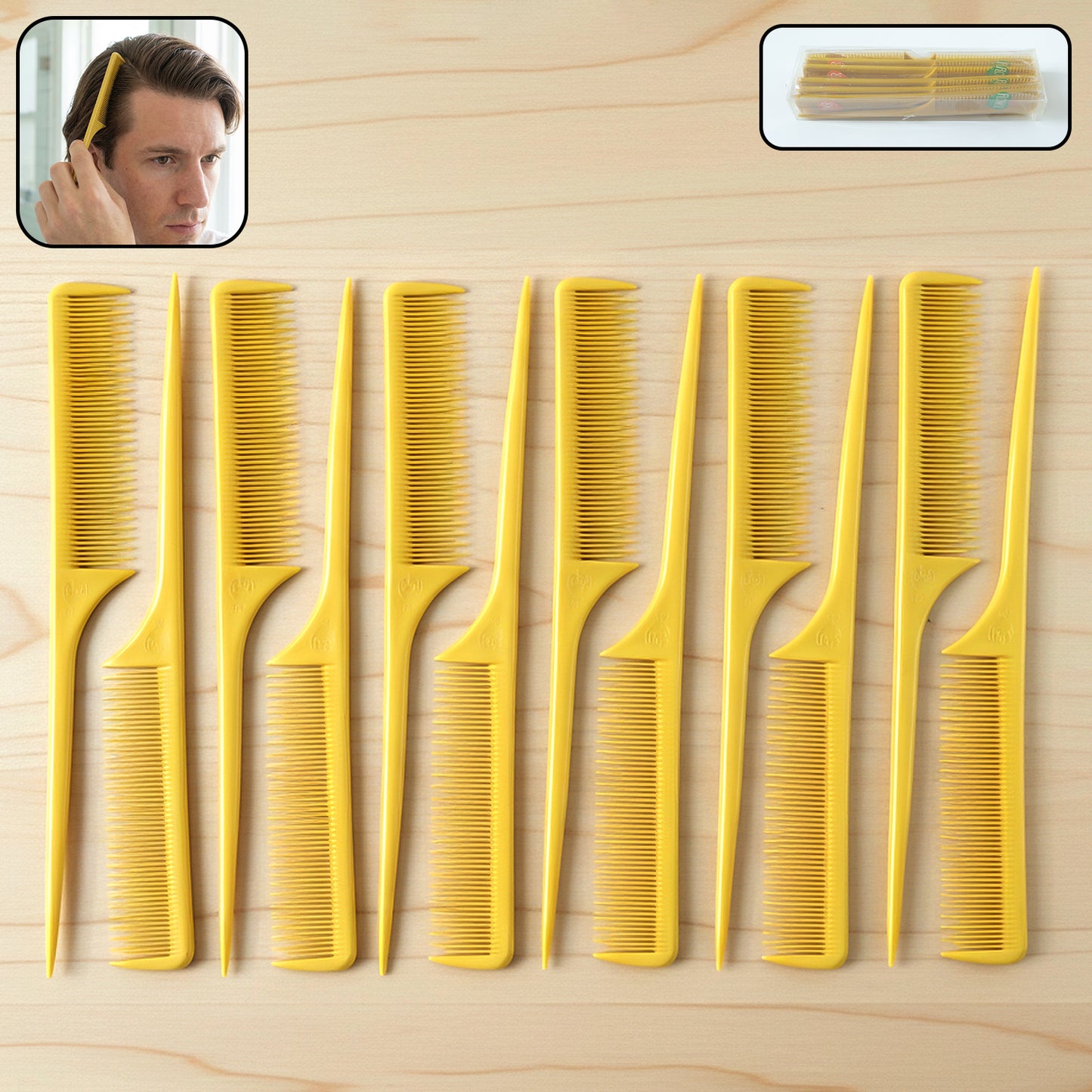 Professional Tail Comb Set For Hair Styling (12 Pc Set)
