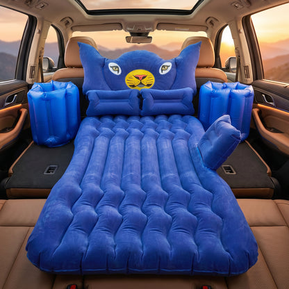 Inflatable Car Bed Set With Lion Head Pillow And Cushions For Comfortable Travel Sleeping (1 Set)