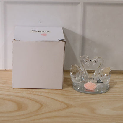 Crystal Swan Pair Showpiece Decorative Glass Couple Swan Home Decor (1 Pc)