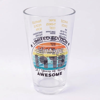 Printed Vintage Trivia Drinking Glass Tumbler For Beverages And Gifting (1 Pc)