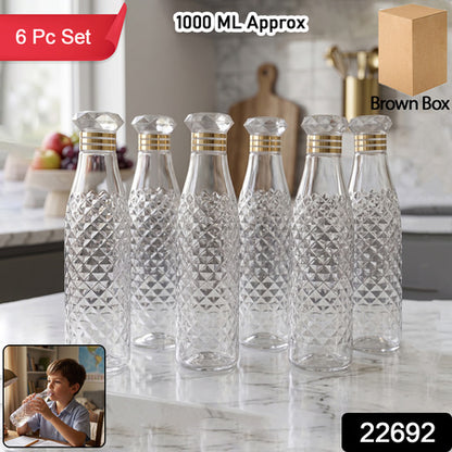 Premium Designer Transparent Water Bottle Set (6 Pc Set 1000 Ml Approx)