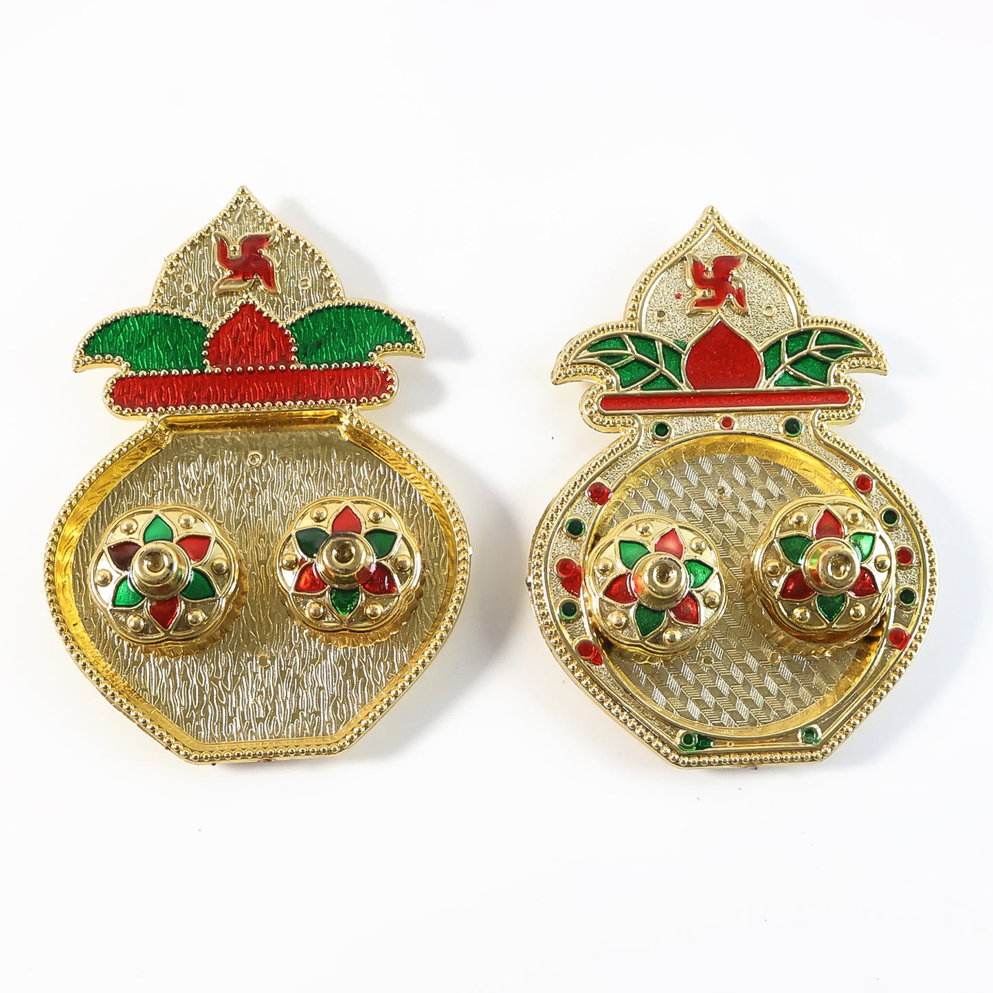 Decorative Plastic Kalash-shape Double Kumkum Box (Mix Design 1 Pc)